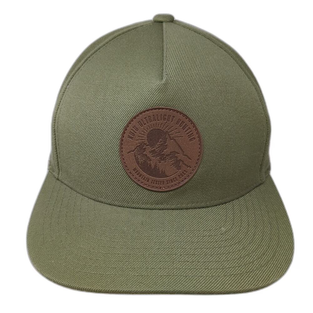 Kuiu 5 Panel Green Hat One Size Snapback Leather Patch Hunting Mountain Design
